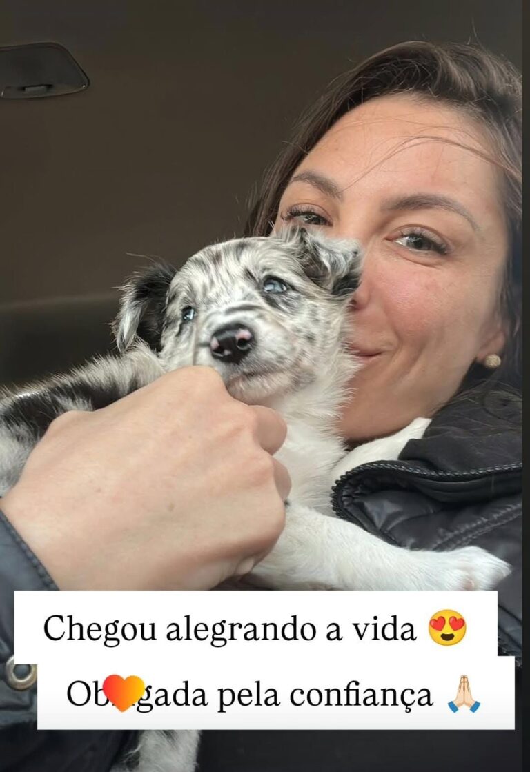 Cliente do canil Jackmel com seu filhote